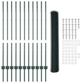 vidaXL Σετ Φράκτη Πράσινο 120x2500 cm Μέταλλο