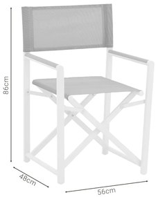 Καρέκλα - Πολυθρόνα σκηνοθέτη Mabu λευκό αλουμίνιο 56x48x86 εκ. 56x48x86 εκ.