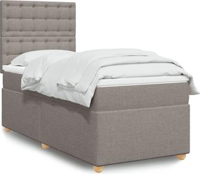 vidaXL Κρεβάτι Boxspring με Στρώμα Taupe 90x200 εκ. Υφασμάτινο