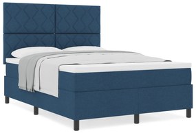 vidaXL Κρεβάτι με Βάση με Ματράς Μπλέ 160x200 εκ. Ύφασμα
