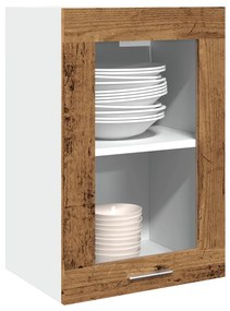 Κρεμαστό Γυάλινο Ντουλάπι "Lyon" Παλιό Ξύλο 40x31x60 εκ. από Τεχνητό Ξύλο