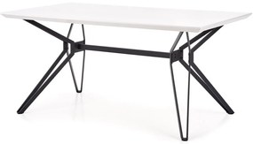 Τραπέζι Houston 466, Γυαλιστερό λευκό, Μαύρο, 76x90x160cm, 35 kg, Ινοσανίδες μέσης πυκνότητας, Μέταλλο | Epipla1.gr