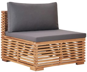 vidaXL Καναπές Κήπου Μεσαίος από Μασίφ Ξύλο Teak με Γκρι Μαξιλάρι