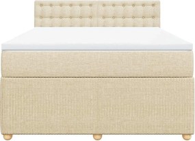 vidaXL Κρεβάτι Boxspring με Στρώμα Κρεμ 140x200 εκ. Υφασμάτινο