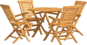 vidaXL Σετ Τραπεζαρίας Κήπου 5 Τεμαχίων από Μασίφ Ξύλο Teak