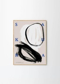 Πόστερ, Sakura, Julia Hallström Hjort, (70x100)cm, Μπλέ/Μάυρο/Εκρού, Sustainable Paper, THE POSTER CLUB