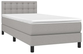 Κρεβάτι Boxspring με Στρώμα Ανοιχτό Γκρι 100x200 εκ. Υφασμάτινο - Γκρι