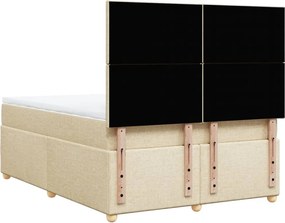 vidaXL Κρεβάτι Boxspring με Στρώμα Κρεμ 140x200 εκ. Υφασμάτινο