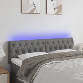 Κεφαλάρι Κρεβατιού LED Σκούρο Γκρι 144x7x78/88 εκ. Υφασμάτινο 3121947