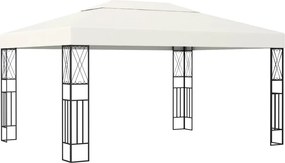 vidaXL Κιόσκι με Φωτάκια LED Κρεμ 3 x 4 μ. Υφασμάτινο