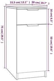 Ντουλάπι Γραφείου Λευκό 33,5x50x75 εκ. Επεξεργ. Ξύλο - Λευκό