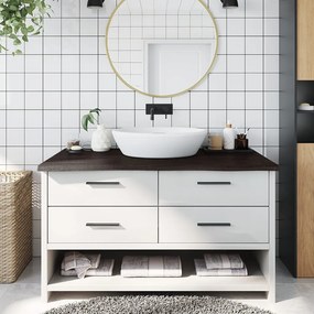 vidaXL Πάγκος Μπάνιου Σκούρο Καφέ 100x50x(2-4) εκ. Επεξεργ. Μασίφ Ξύλο