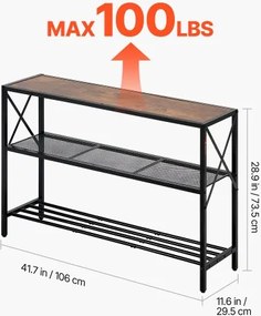 VEVOR Narrow Console Sofa Table Couch Table 3-Tier for Entryway &amp; Living Room