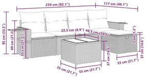 Σετ Καναπέ Κήπου 6 τεμ. Μπεζ Συνθετικό Ρατάν με Μαξιλάρια - Μπεζ