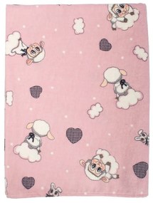 Πάνα Βρεφική Φανελένια Προβατάκι 05 Pink DimCol 80x80cm 100% Cotton