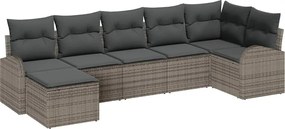 vidaXL Σετ Καναπέ Κήπου με μαξιλάρι 7 pcs Γκρι Πολυ ράταν