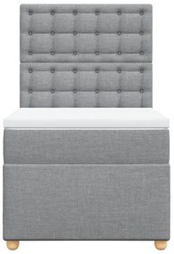 vidaXL Κρεβάτι Boxspring με Στρώμα Ανοιχτό Γκρι 80x200 εκ. Υφασμάτινο
