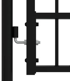 vidaXL Πόρτα Περίφραξης με Κορυφή Δόρυ Μαύρη 103x100 εκ. από Ατσάλι με Ηλεκτροστατική Βαφή