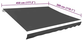 vidaXL Τεντόπανο Ανθρακί 4,5 x 3 μ. από Καραβόπανο