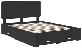 vidaXL Σκελετός Κρεβατιού Μαύρο 150 x 200 cm Επεξεργασμένο ξύλο