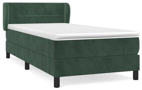 vidaXL Κρεβάτι Boxspring με Στρώμα Σκούρο Πράσινο 90x190 εκ. Βελούδινο