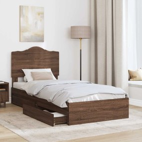vidaXL Κρεβάτι Αποθήκης Καφέ δρυς 70 x 190 cm Επεξεργασμένο ξύλο