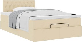 vidaXL Οθωμανικό κρεβάτι με στρώμα Cream 120x200cm ύφασμα