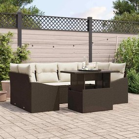 vidaXL Σετ Καναπέ Κήπου με αποθήκευση 7 pcs Καφέ Πολυ ράταν