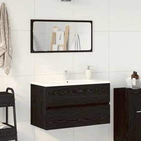 vidaXL Σετ Μπάνιου 2 Τεμαχίων Μαύρη Δρυς Κατασκευασμένο Ξύλο
