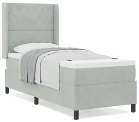 vidaXL Κρεβάτι Box Spring με Στρώμα Ανοιχτό Γκρι 80x200 εκ Βελούδο