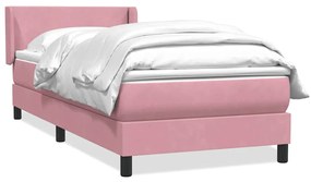 Κρεβάτι Boxspring με Στρώμα Ροζ 90x220 εκ. Βελούδινο