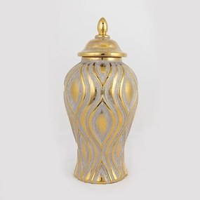 ΒΑΖΟ ΚΕΡΑΜΙΚΟ ΑΣΗΜΙ - ΧΡΥΣΟ 17.3x17.3x36.8cm