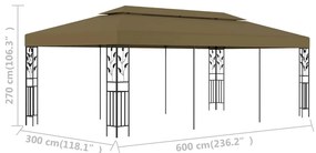 vidaXL Κιόσκι Taupe 6 x 3 μ. 180 γρ/μ²