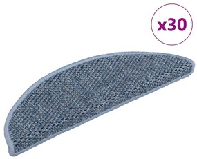 vidaXL Πατάκια Σκάλας Αυτοκόλλητα 30 τεμ. Όψη Σιζάλ Μπλε 56x17x3 εκ.
