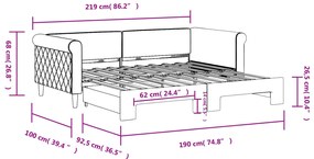 Καναπές Κρεβάτι Συρόμενος Ανοιχτό Γκρι 90x190 εκ. Βελούδινος - Γκρι