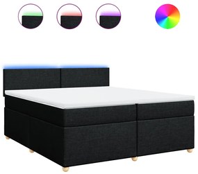 vidaXL Κρεβάτι Boxspring με Στρώμα Μαύρο 200x200 εκ. Υφασμάτινο