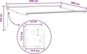 vidaXL Αναδιπλούμενη τέντα Taupe 4,5 x 3 μ Πολυεστέρας και Αλουμίνιο