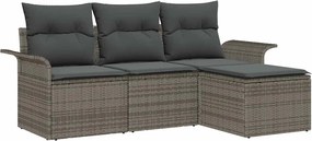 vidaXL Σετ Καναπέ Κήπου με μαξιλάρι 4 pcs Γκρι Πολυ ράταν