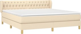 vidaXL Κρεβάτι Boxspring με Στρώμα Κρεμ 180x200 εκ. Υφασμάτινο