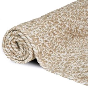 vidaXL Χαλί Φυσικό και Λευκό 160 x 230 cm Γιούτα