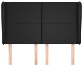 Κεφαλάρι με Πτερύγια Μαύρο 147x23x118/128 εκ. Συνθ. Δέρμα - Μαύρο