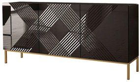 Μπουφές Exito 162459169 160x37x76cm Black-Gold Μοριοσανίδα, Μέταλλο