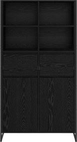 vidaXL Πλαϊνό γραφείο με συρτάρι 2 pcs Μαύρη Οξυά 81 x 36 x 150.5 εκ.