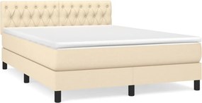 vidaXL Κρεβάτι Boxspring με Στρώμα Κρεμ 140x190 εκ. Υφασμάτινο