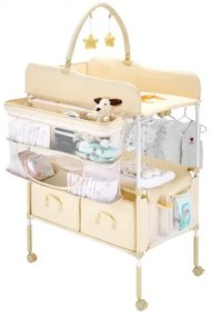VEVOR Foldable Baby Changing Diaper Station with Side Basket &amp; Hanging Rod Beige