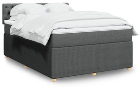 vidaXL Κρεβάτι Boxspring με Στρώμα Σκούρο Γκρι 140x190 εκ. Υφασμάτινο