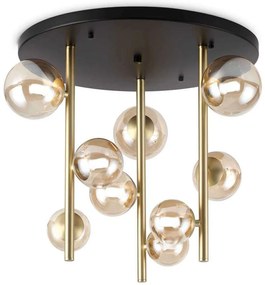 Φωτιστικό Οροφής - Πλαφονιέρα Perlage 328409 Φ55x50cm 9xG9 15W Brass-Amber Ideal Lux