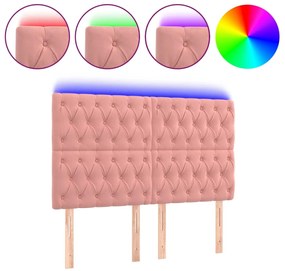 vidaXL Κεφαλάρι Κρεβατιού LED Ροζ 160x7x118/128 εκ. Βελούδινο