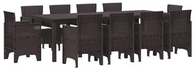 vidaXL Σέτ φαγητού για κήπο 11 pcs Καφέ Πολυπροπυλένιο
