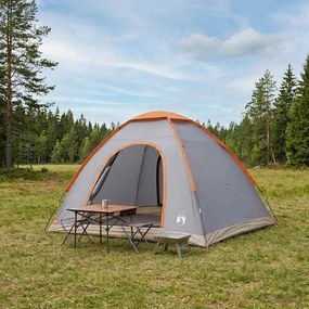 vidaXL Σκηνή Camping 4 ατόμων Γκρι και Πορτοκαλί